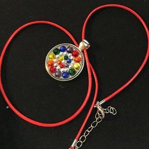 Rainbow Leather Cord Necklace and Golf Ball Marker